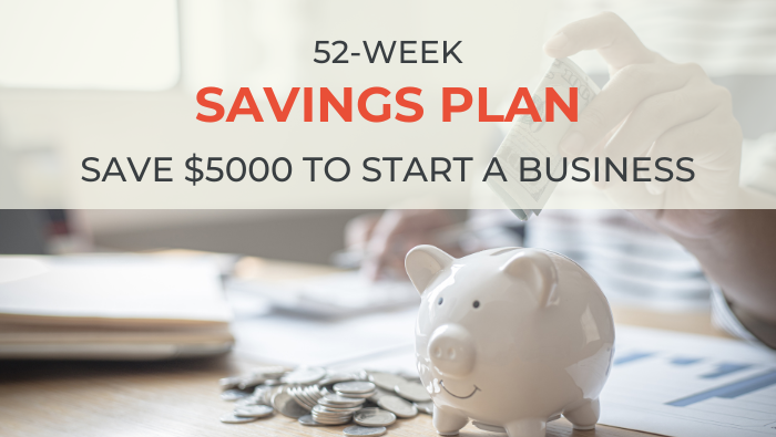 52-week savings plan save $5000 to start a business | Success Savvy Mom | successsavvymom.com